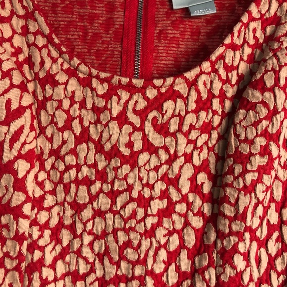 Anthropologie Maeve Red Caldera Leopard Print Fit & Flare Dress.  Size XS - Picture 7 of 8